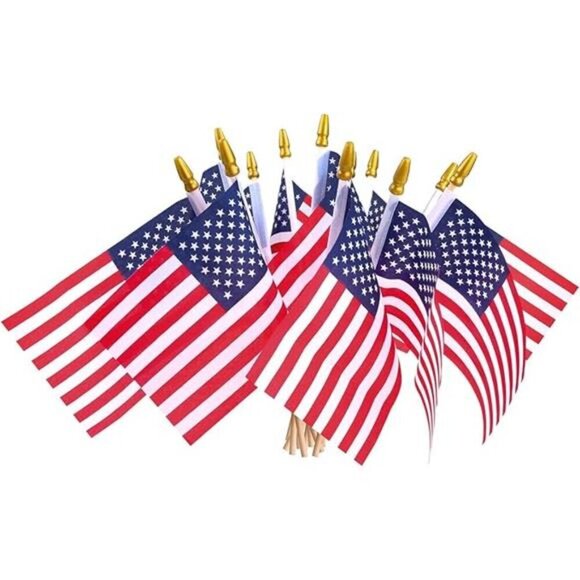 12 Pcs Small American Flags On Stick, Patriotic Decorations Small 4"x6" - Picture 7 of 7